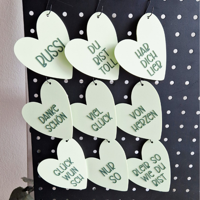 STL 3D Druck Datei Anhänger Herzen 9er Set Geschenkanhänger 3D-Druck Datei Mama Freundin Bussi Hab dich lieb zu verschiedenen Anlässen – Bild 6