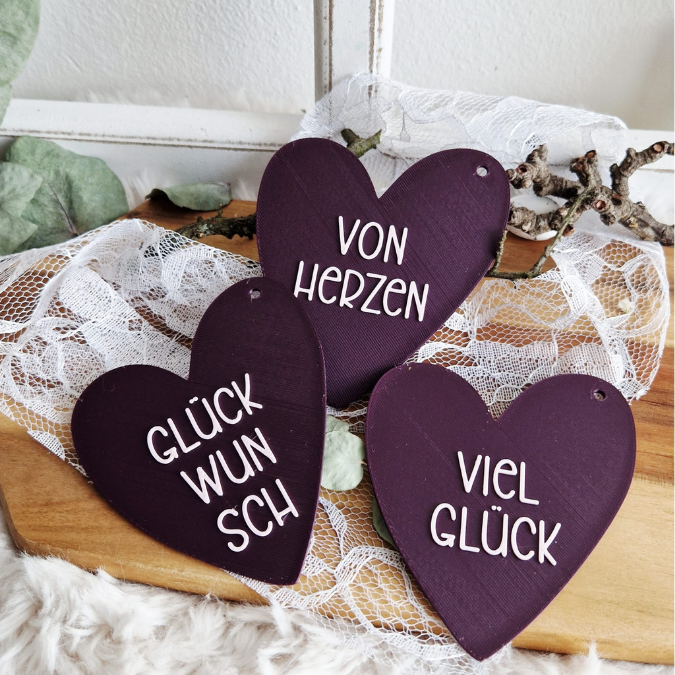 STL 3D Druck Datei Anhänger Herzen 9er Set Geschenkanhänger 3D-Druck Datei Mama Freundin Bussi Hab dich lieb zu verschiedenen Anlässen – Bild 7