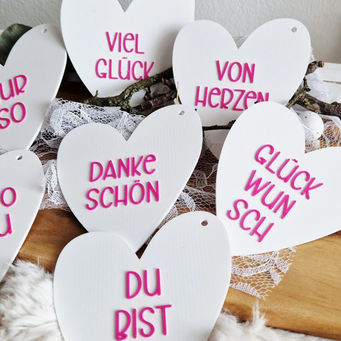 STL 3D Druck Datei Anhänger Herzen 9er Set Geschenkanhänger 3D-Druck Datei Mama Freundin Bussi Hab dich lieb zu verschiedenen Anlässen – Bild 8