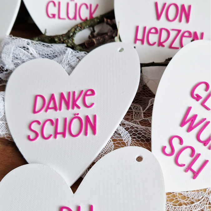 STL 3D Druck Datei Anhänger Herzen 9er Set Geschenkanhänger 3D-Druck Datei Mama Freundin Bussi Hab dich lieb zu verschiedenen Anlässen – Bild 9
