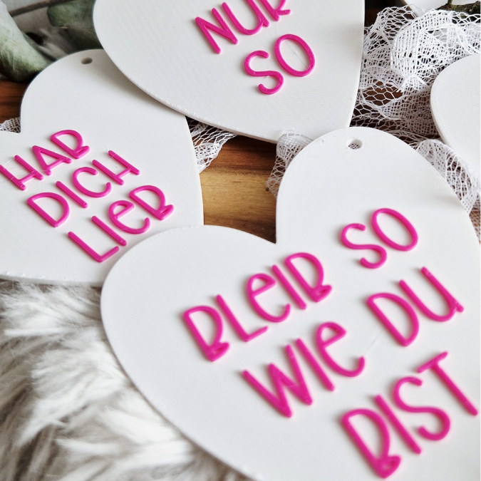 STL 3D Druck Datei Anhänger Herzen 9er Set Geschenkanhänger 3D-Druck Datei Mama Freundin Bussi Hab dich lieb zu verschiedenen Anlässen – Bild 10