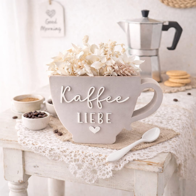 STL 3D Druck Datei Kaffee Tassen zum füllen mit Blumen 3 Designs inkl Blanko Kaffee Liebe Freundin Einladung zum Kaffee trinken Kaffeedate – Bild 4