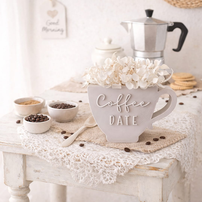 STL 3D Druck Datei Kaffee Tassen zum füllen mit Blumen 3 Designs inkl Blanko Kaffee Liebe Freundin Einladung zum Kaffee trinken Kaffeedate – Bild 3