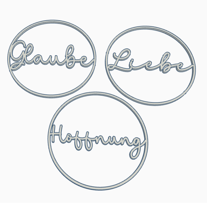 STL 3D Druck Datei 3er Set Kränze Glaube Liebe Hoffnung Kranz schlicht Geschenkanhänger Türdeko Hoop Loop Wanddeko 3D-Datei 3D-Druck Vorlage – Bild 2