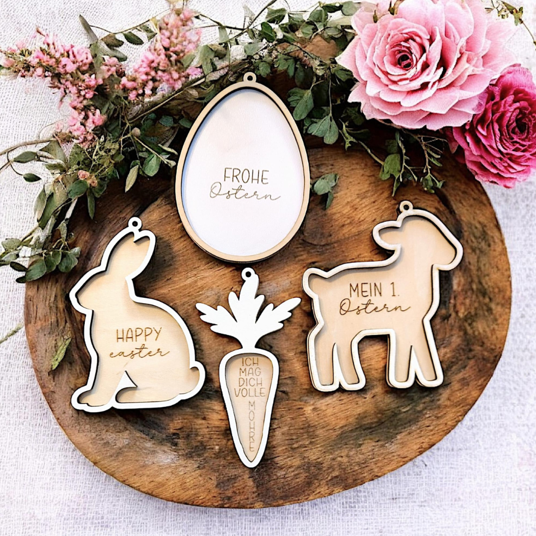 SVG Laserdatei Osteranhänger Aufhänger Geschenkanhänger Anhänger Laser Osterei Osterhase Hase Lamm Kücken Ei Karotte Osterdeko SVG Datei – Bild 6