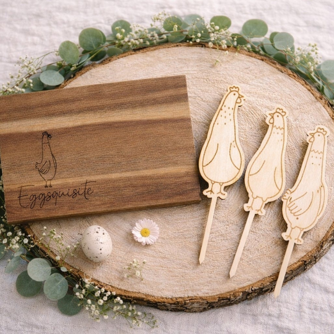 SVG Laserdatei Stecker, Anhänger und Bundle Eggcelent Hühner Huhn Frühling Ostern Caketopper Pflanzenstecker Frühlingsdatei Laser SVG Datei – Bild 3