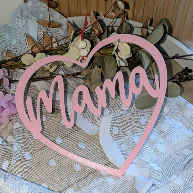 STL 3D Druck Datei Herzkranz Kranz Mama Muttertag Anhänger Herz Mutter Geschenkidee Türkranz Deko 3D-Druck Datei Interior decor – Bild 3