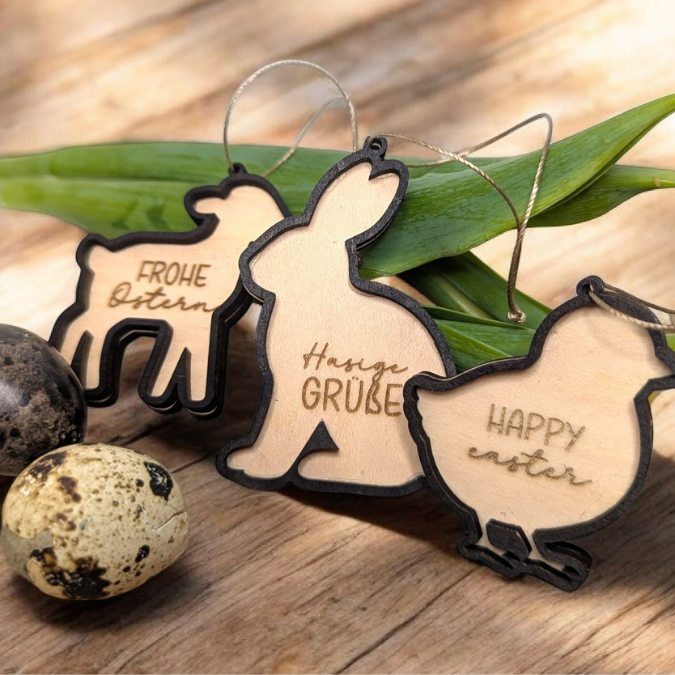 SVG Laserdatei Osteranhänger Aufhänger Geschenkanhänger Anhänger Laser Osterei Osterhase Hase Lamm Kücken Ei Karotte Osterdeko SVG Datei – Bild 9
