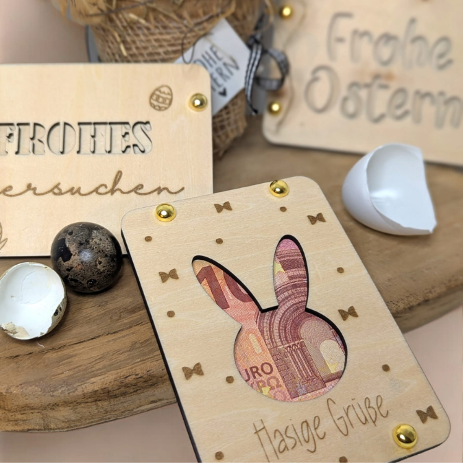 10 Designs SVG Laserdatei Ostern Geldgeschenk Verpackung für Geld Gutscheinkarten SVG-Datei Osterhase Geldverpackung Laser Ostergeld Hase – Bild 10