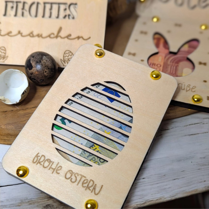 10 Designs SVG Laserdatei Ostern Geldgeschenk Verpackung für Geld Gutscheinkarten SVG-Datei Osterhase Geldverpackung Laser Ostergeld Hase – Bild 7