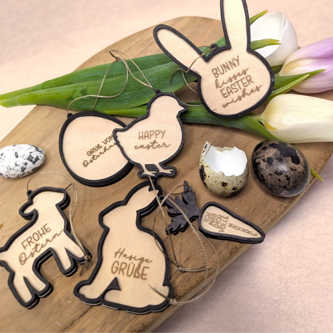 SVG Laserdatei Osteranhänger Aufhänger Geschenkanhänger Anhänger Laser Osterei Osterhase Hase Lamm Kücken Ei Karotte Osterdeko SVG Datei – Bild 7