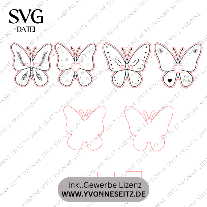SVG Laserdatei 4 Designs Mini Schmetterlinge zum füllen mit Blumen, Geld oder Ballonlicht Frühling Sommer Lichtdatei Leuchtdeko SVG-Datei – Bild 2