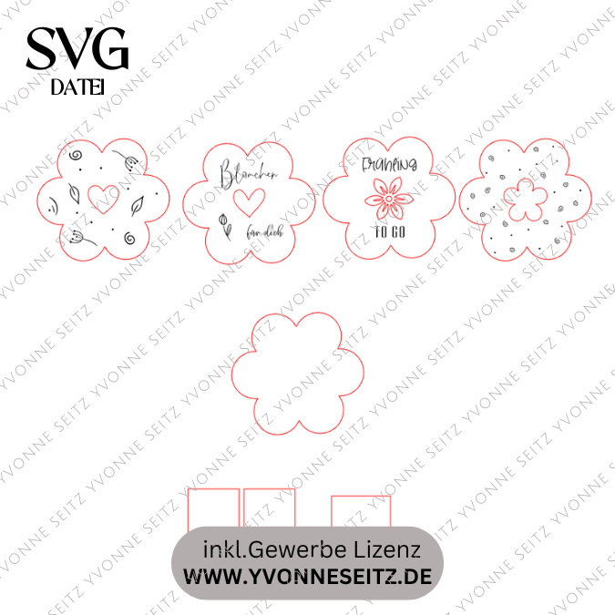 SVG Laserdatei 4 Designs Mini Blumen zum füllen mit Blumen, Geld oder Ballonlicht Frühling Blumenliebe Lichtdatei Leuchtdeko SVG-Datei – Bild 2