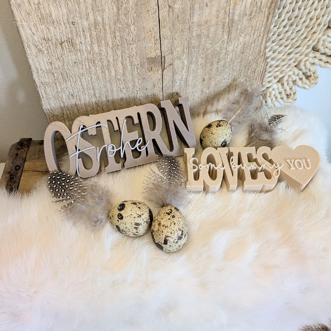 STL 3D Druck Datei 3er Set Ostern Osterschriftzug Herz zum füllen mit Blumen oder Geld some Bunny loves you 3D-Datei 3D-Druck Vorlage – Bild 6