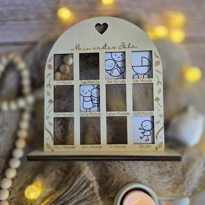SVG Laserdatei Bilderrahmen Jahrescolage Mein erstes Jahr Baby 1. Geburtstag Geburt geschenkidee zur Geburt SVG Datei für 3mm und 4mm Holz – Bild 12