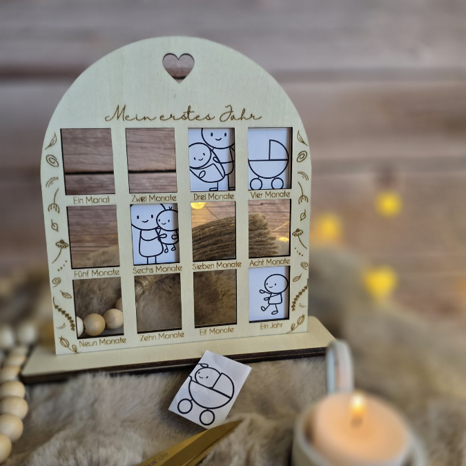 SVG Laserdatei Bilderrahmen Jahrescolage Mein erstes Jahr Baby 1. Geburtstag Geburt geschenkidee zur Geburt SVG Datei für 3mm und 4mm Holz – Bild 13