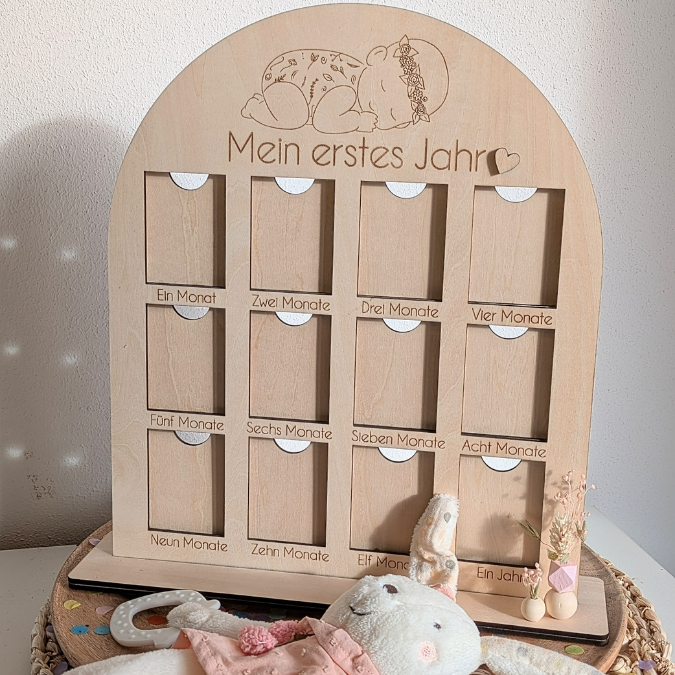 SVG Laserdatei Bilderrahmen Jahrescolage Mein erstes Jahr Baby 1. Geburtstag Geburt geschenkidee zur Geburt SVG Datei für 3mm und 4mm Holz – Bild 11