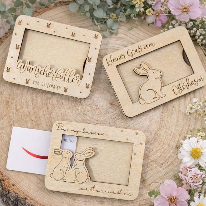 9 Designs Laserdatei Verpackung für Gutscheinkarten Gutscheine Geld Ostern Ec Kartengröße Geldgeschenk Wunschgutschein SVG Datei – Bild 9