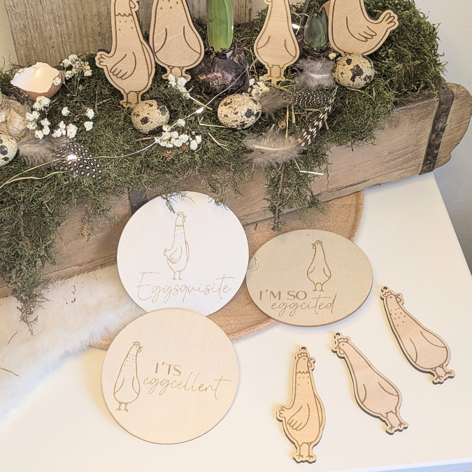 SVG Laserdatei Stecker, Anhänger und Bundle Eggcelent Hühner Huhn Frühling Ostern Caketopper Pflanzenstecker Frühlingsdatei Laser SVG Datei – Bild 13