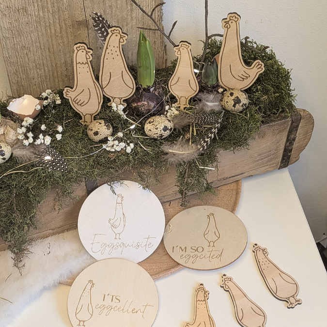 SVG Laserdatei Stecker, Anhänger und Bundle Eggcelent Hühner Huhn Frühling Ostern Caketopper Pflanzenstecker Frühlingsdatei Laser SVG Datei – Bild 14
