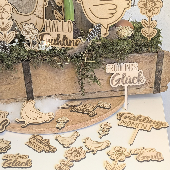 SVG Laserdatei Frühling Stecker und Anhänger Caketopper Pflanzenstecker Hühner Frühlingsdatei Laser Geschenkanhänger Blumen SVG Datei – Bild 13