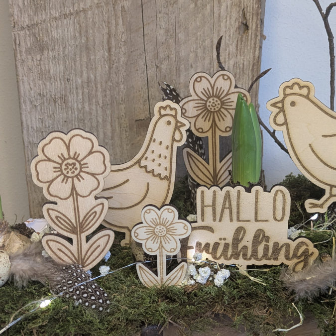 SVG Laserdatei Frühling Stecker und Anhänger Caketopper Pflanzenstecker Hühner Frühlingsdatei Laser Geschenkanhänger Blumen SVG Datei – Bild 14