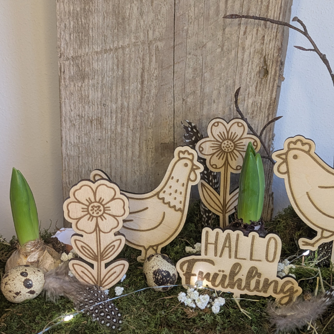 SVG Laserdatei Frühling Stecker und Anhänger Caketopper Pflanzenstecker Hühner Frühlingsdatei Laser Geschenkanhänger Blumen SVG Datei – Bild 15