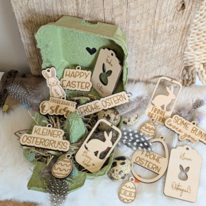SVG Laserdatei 14 Designs Oster Geschenkanhänger Anhänger Laser Osterei Osterhase frohe Ostern Geschenkverpackung Osterdeko Skandi SVG Datei