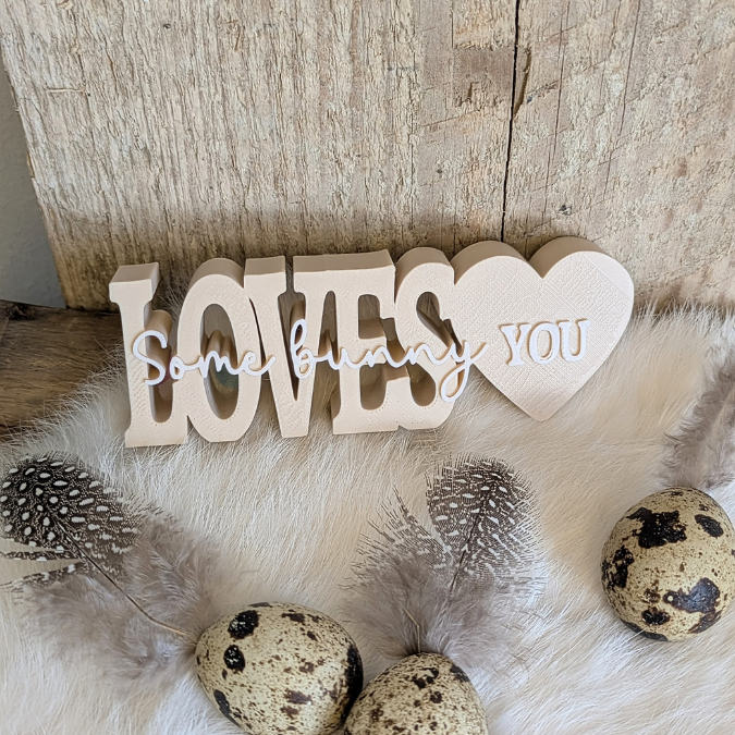 STL 3D Druck Datei 3er Set Ostern Osterschriftzug Herz zum füllen mit Blumen oder Geld some Bunny loves you 3D-Datei 3D-Druck Vorlage – Bild 4