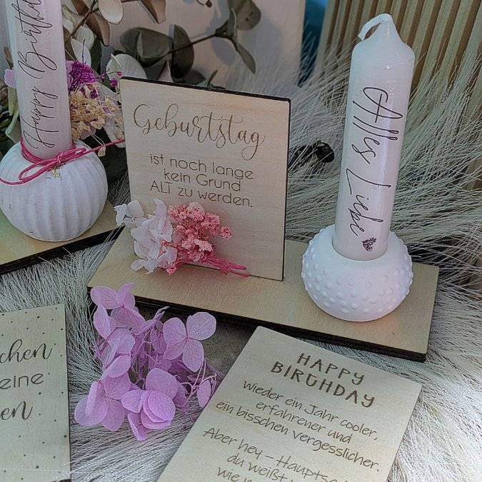 SVG Laserdatei 10 designs Aufsteller 3mm 4mm Geburtstag mit Platz für Kleingkeiten, Blumen, Kerze Pustekuchen SVG-Datei geburtstagsgeschenk – Bild 8