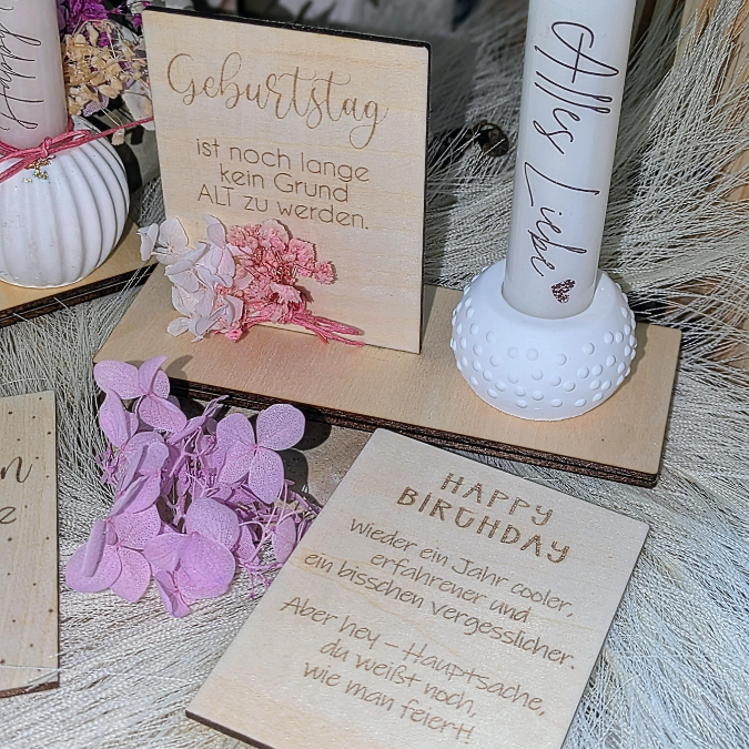 SVG Laserdatei 10 designs Aufsteller 3mm 4mm Geburtstag mit Platz für Kleingkeiten, Blumen, Kerze Pustekuchen SVG-Datei geburtstagsgeschenk – Bild 9