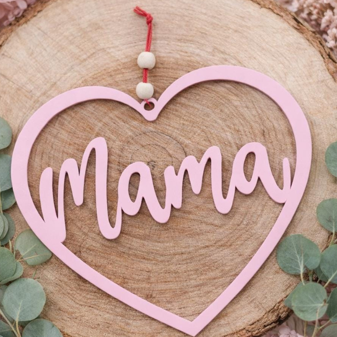STL 3D Druck Datei Herzkranz Kranz Mama Muttertag Anhänger Herz Mutter Geschenkidee Türkranz Deko 3D-Druck Datei Interior decor