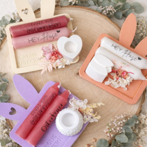 3 Designs STL 3D Druck Datei Kerzenbrett Halter für Kerzen Ostern Ostergeschenk Hasen Geschenkidee für 2 Kerzen und Mini Kerzenhalter