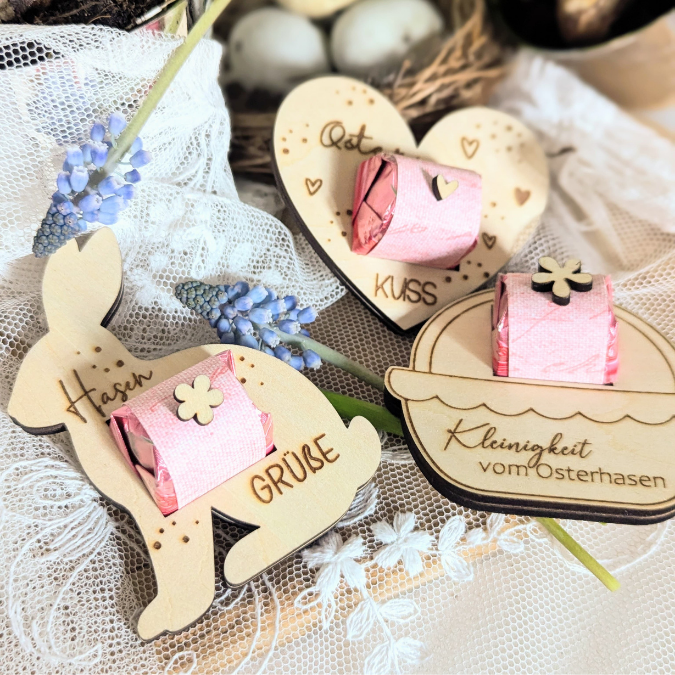 12 Designs SVG Laserdatei Ostern Halter für Küsschen Verpackung SVG-Datei Osterhase Laser Hase Osterküsschen mit aussparung für Schokolade – Bild 11