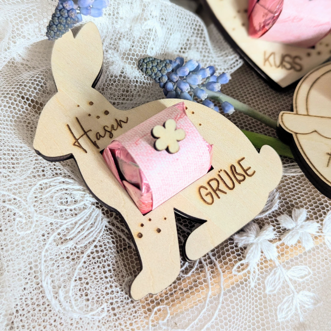 12 Designs SVG Laserdatei Ostern Halter für Küsschen Verpackung SVG-Datei Osterhase Laser Hase Osterküsschen mit aussparung für Schokolade – Bild 12
