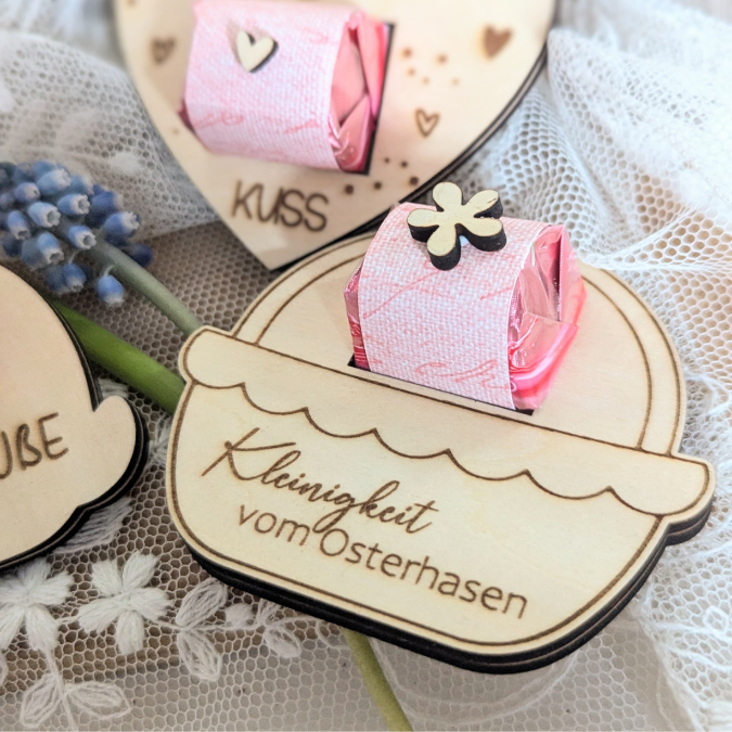 12 Designs SVG Laserdatei Ostern Halter für Küsschen Verpackung SVG-Datei Osterhase Laser Hase Osterküsschen mit aussparung für Schokolade – Bild 13