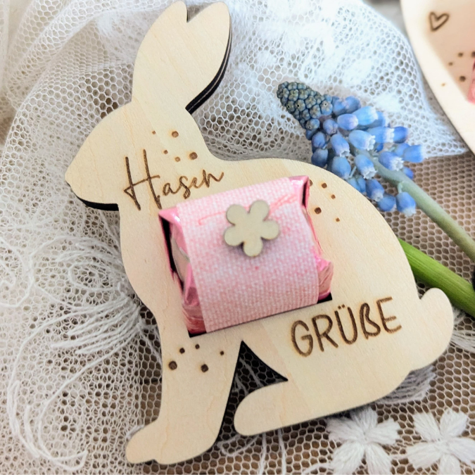 12 Designs SVG Laserdatei Ostern Halter für Küsschen Verpackung SVG-Datei Osterhase Laser Hase Osterküsschen mit aussparung für Schokolade – Bild 14