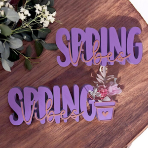 STL 3D Druck Datei 2er Set Schriftzug Spring Vibes zum füllen mit Blumen Schriftzüge 3D-Datei 3D-Druck Vorlage Frühlingsdeko