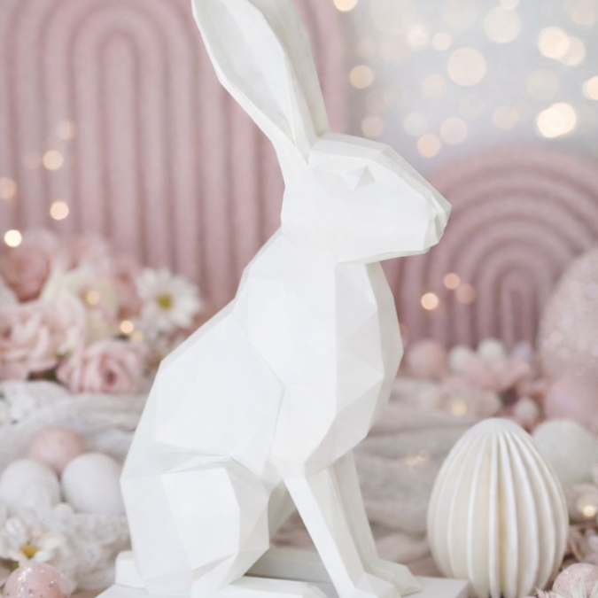STL 3D Druck Datei Graphischer Hase geometrisch Osterhase Hase skalierbar 3D-Druck Datei Ostern elegante Osterdeko Skulptur – Bild 4