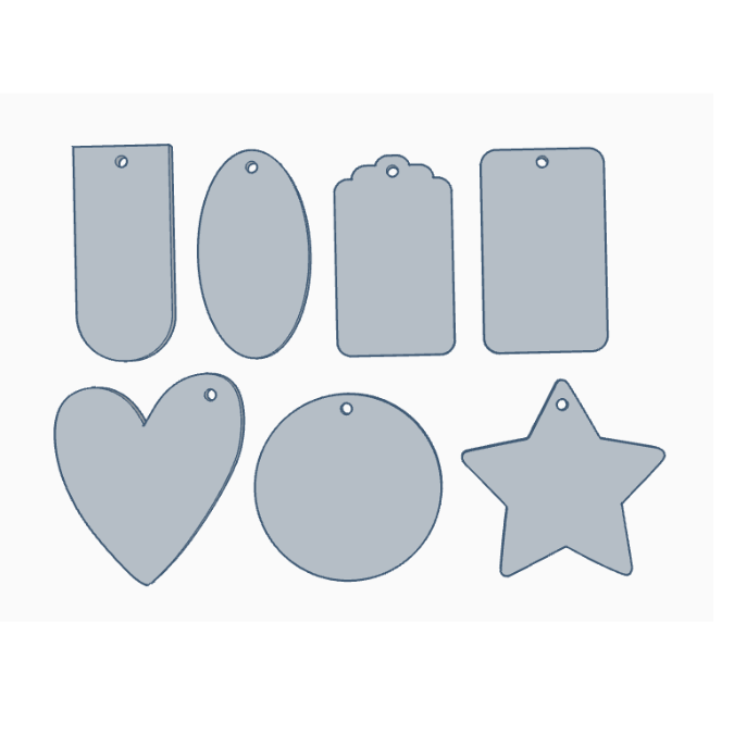 STL 3D Druck Datei BLANKO Schlüsselanhänger in 7 Designs zum personalisieren Namen Freundschaft 3D-Druck Datei Herz Oval Stern – Bild 3