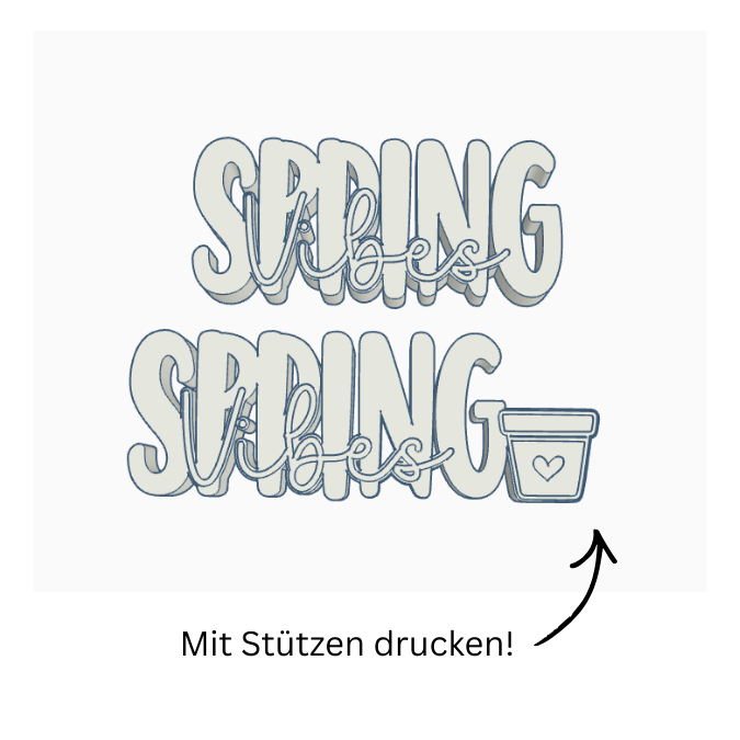 STL 3D Druck Datei 2er Set Schriftzug Spring Vibes zum füllen mit Blumen Schriftzüge 3D-Datei 3D-Druck Vorlage Frühlingsdeko – Bild 2