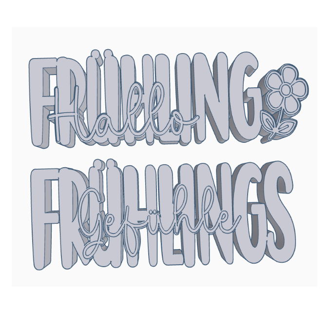 STL 3D Druck Datei 2er Set Schriftzug Frühlingsgefühle Frühlingsliebe Schriftzüge 3D-Datei 3D-Druck Vorlage Frühlingsdeko 3D Frühling – Bild 2