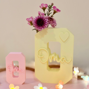 STL 3D Druck Datei Muttertag Buchstabe Statement Aufsteller O Oma 2er Set mit öffnung für Reagenzglas Blumen oder Kerze 3D-Datei