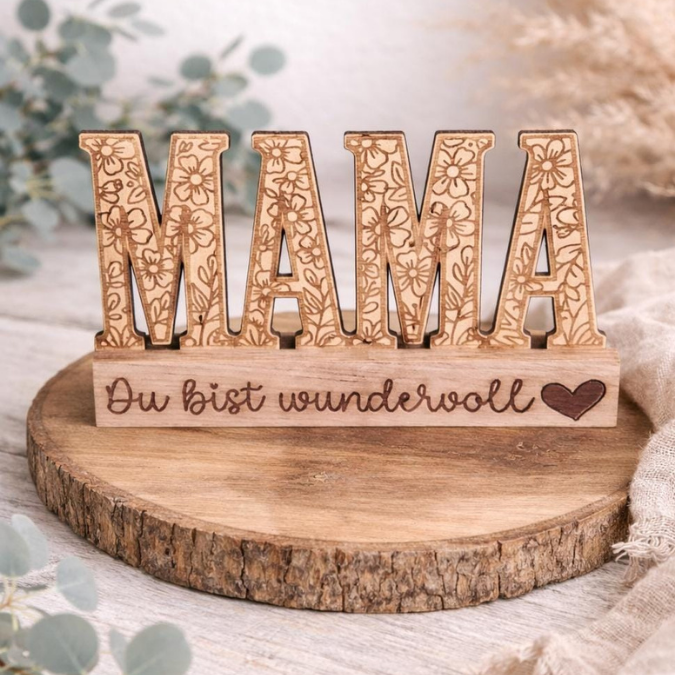 SVG Laserdatei Klötzchenschrift Mama Floral Muttertag Klötzchendatei Easy Sticks SVG Datei Mami – Bild 15