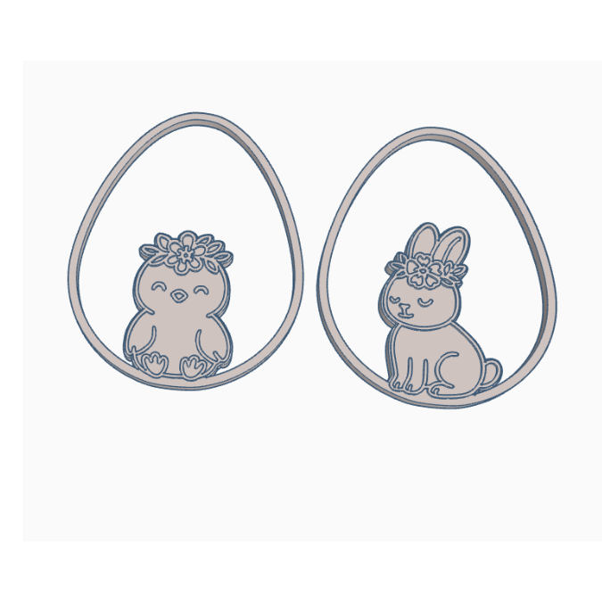 STL 3D Druck Datei Kranz 2er Set Hase und Küken Ostern Frühling Geschenkanhänger Türdeko Hoop Loop Wanddeko 3D-Datei 3D-Druck Vorlage – Bild 2