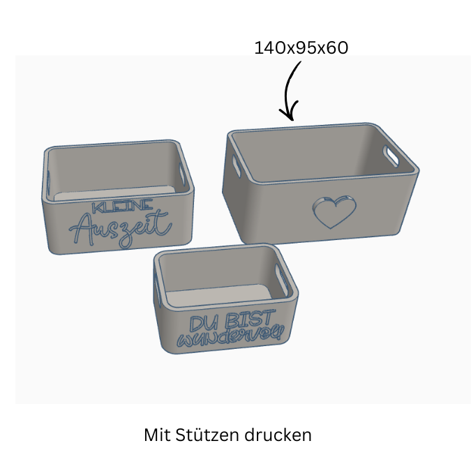 STL 3D Druck Datei 3 Designs Box Kiste Geschenkkiste Verpackung für Geschenke Box Kleinigkeit Neutral in 3 Größen Mitbringsel 3D-Druck Datei – Bild 2