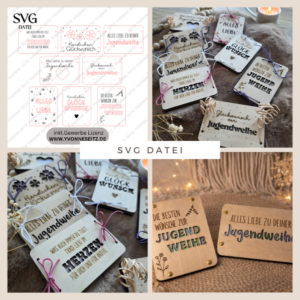 SVG Laserdatei Geldgeschenk Verpackung für Geld 8 Designs Jugendweihe Gutscheinkarten SVG-Datei Geldkarten Glückwunsch Geldverpackung