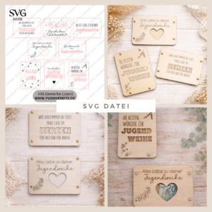 SVG Laserdatei Geldgeschenk Verpackung für Geld 8 Designs Jugendweihe Gutscheinkarten SVG-Datei Geldkarten Glückwunsch Geldverpackung