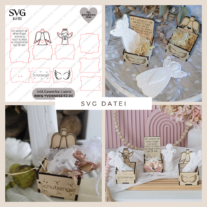 3mm und 4mm Engelbox Geschenkbox für Kleinigkeiten Schutzengel SVG Laser Datei Mama Oma Papa Freundin Geschenkidee Freudschaft Engelchen