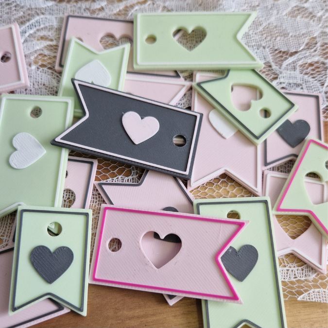 STL 3D Druck Datei Geschenkanhänger in 11 Designs Handmade DiY Geschenkidee Herzanhänger Made with love deutsch und englisch 3D-Druck Datei – Bild 4